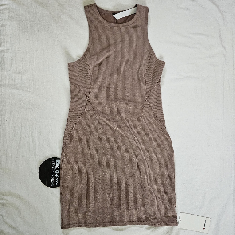 Lululemon Ribbed Softstreme Slim-Fit Tank Dress TPTC Taupetastic Women's Size 10